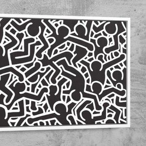 Keith Haring Pop Art Figures Black and White Canvas